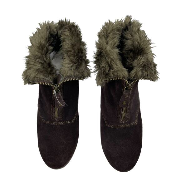 Sporto Capri Faux Fur Snow Boots Suede Wedge Brown Size 7.5M - Picture 4 of 11